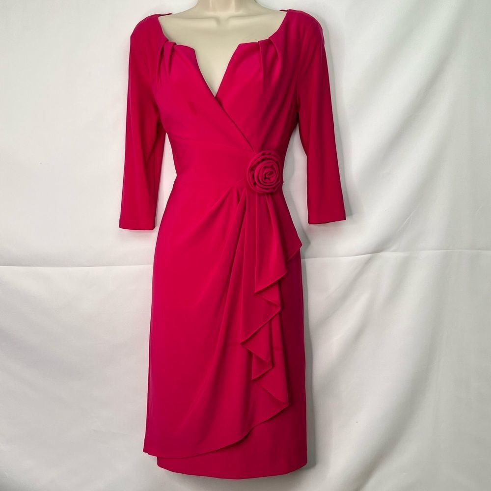 Adrienne Papelle Fuschia Pink wrap Dress